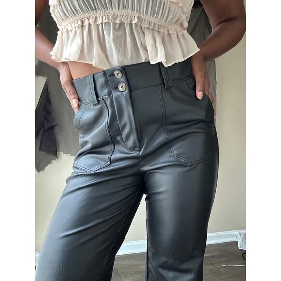 Maeve by Anthropologie Black Faux Leather High Waisted Pants US Size 8 - Picture 2 of 14